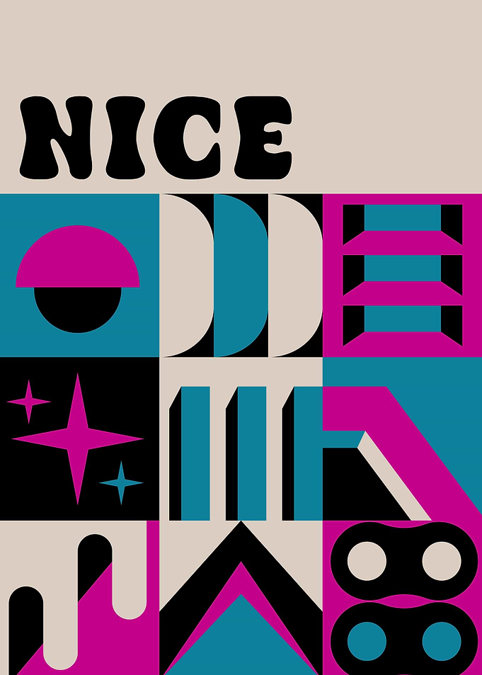 Geometric Pattern with 'NICE' Text