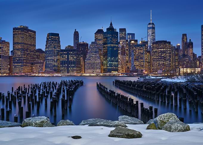 new york city skyline at night