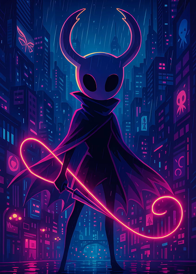 Hollow Knight Neon Cityscape