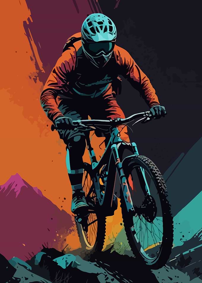 Mountain biker on a rocky trail