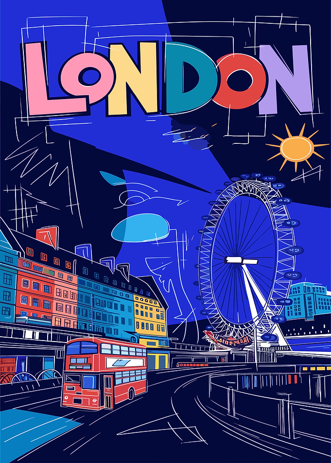 Colorful London Cityscape Illustration