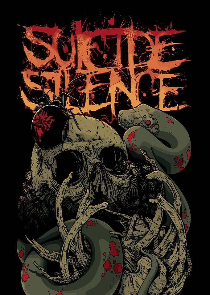 Suicide Silence Skull and Snake Artwork