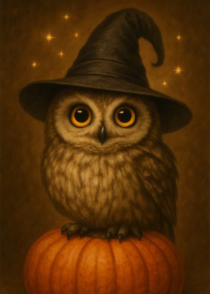 Owl Witch on Pumpkin