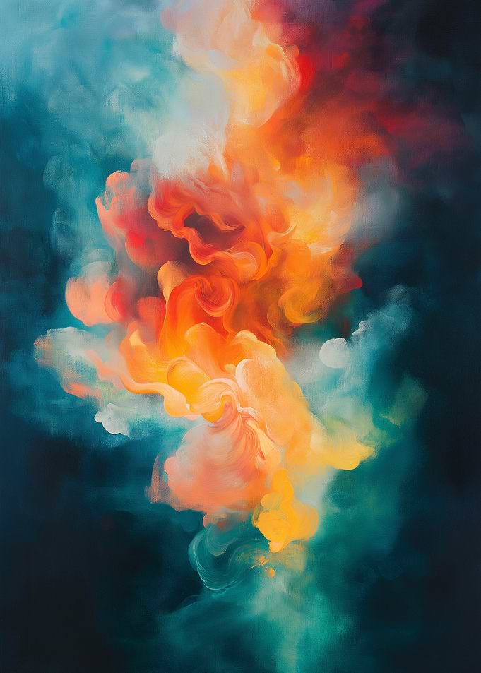Abstract forms floating in space with a sense of weightlessness