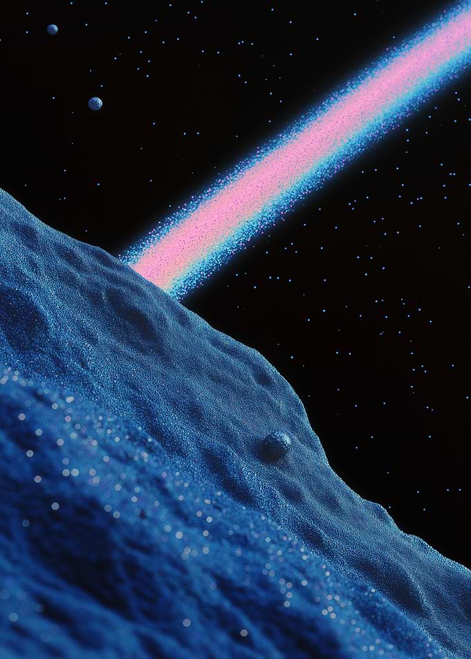 A cosmic meteor shower over an alien planet