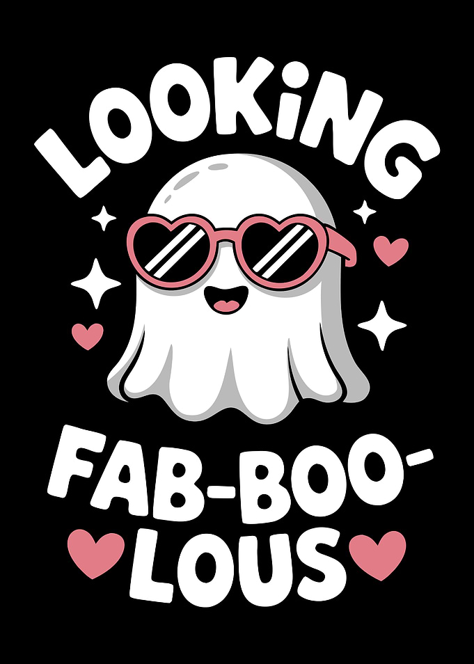 Fabulous Ghost Pun with Heart Sunglasses
