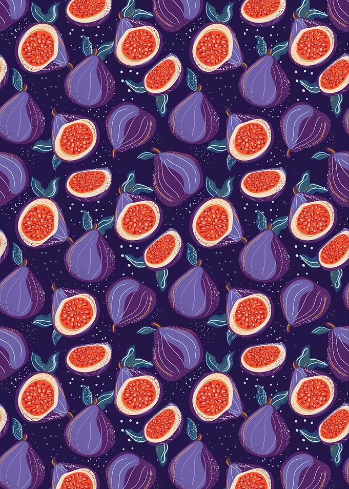 Fig Pattern on Dark Blue Background