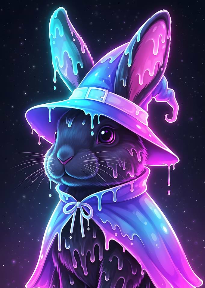 Wizard Rabbit with Dripping Magic
