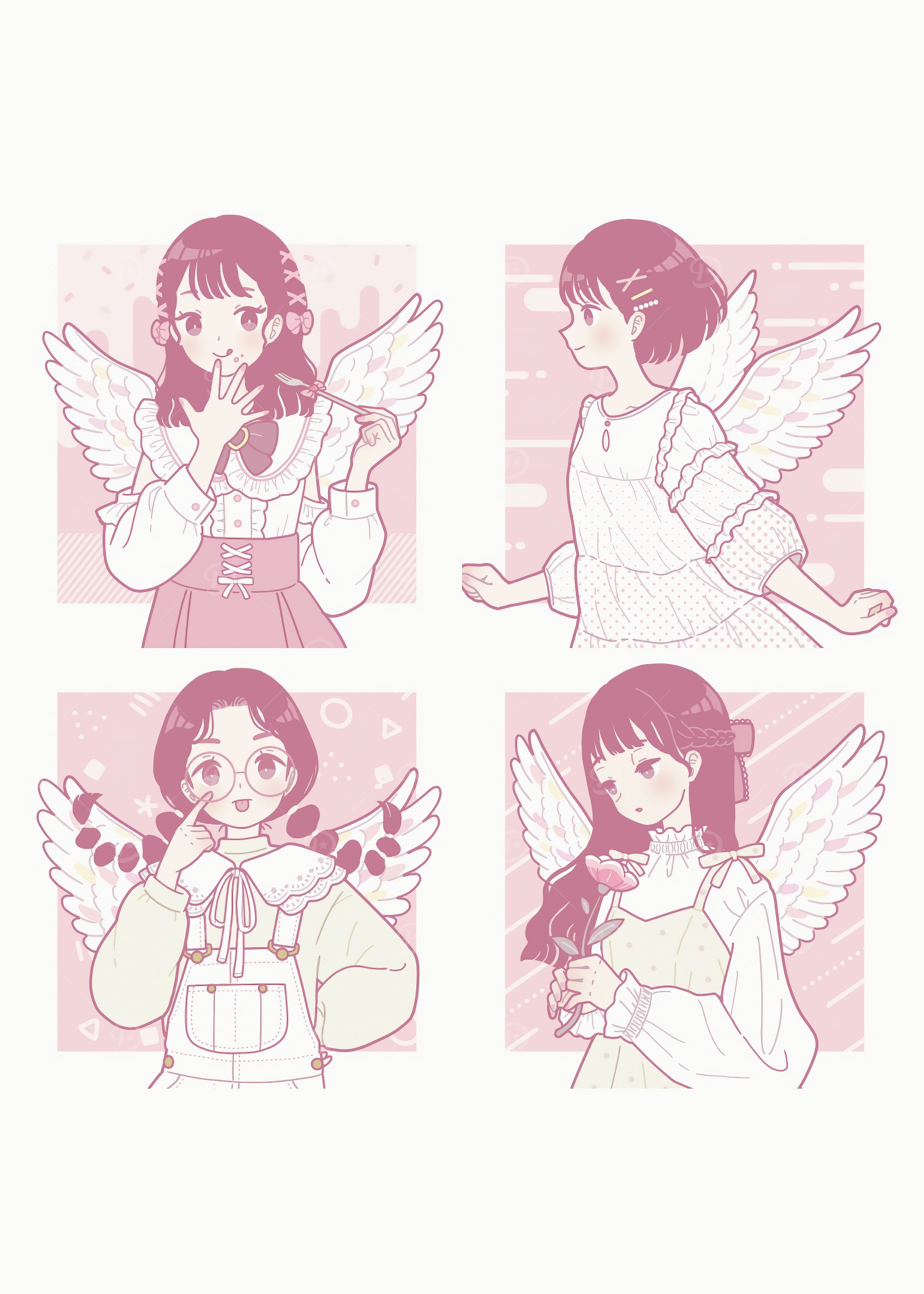 Anime Girls with Wings Illustration