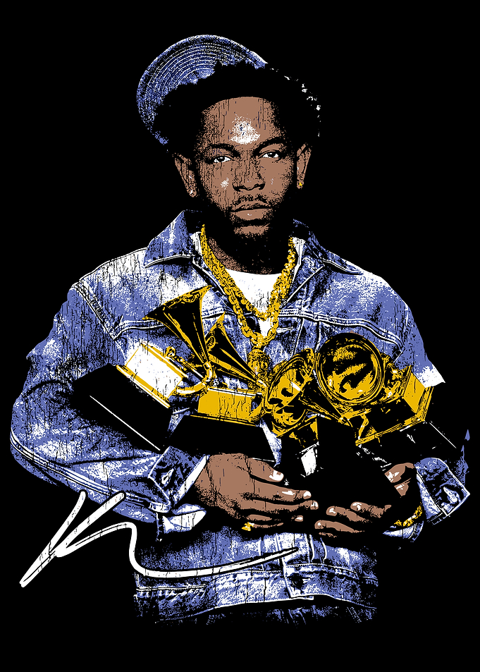 Kendrick Lamar with Grammy Awards