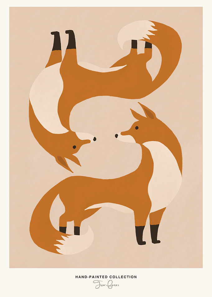 Stylized Foxes Art Print