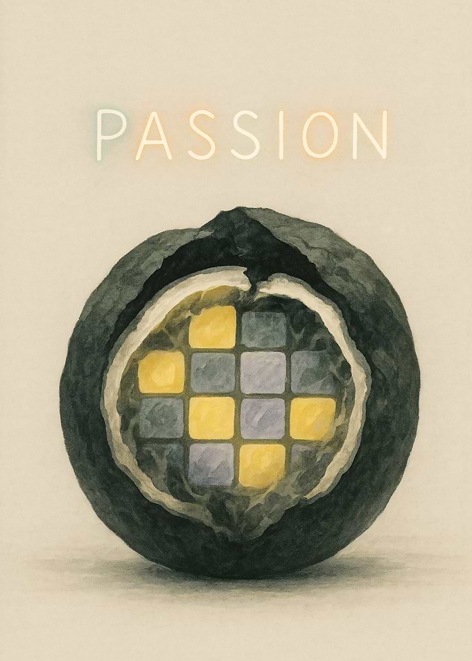 Abstract Passion Fruit with Grid