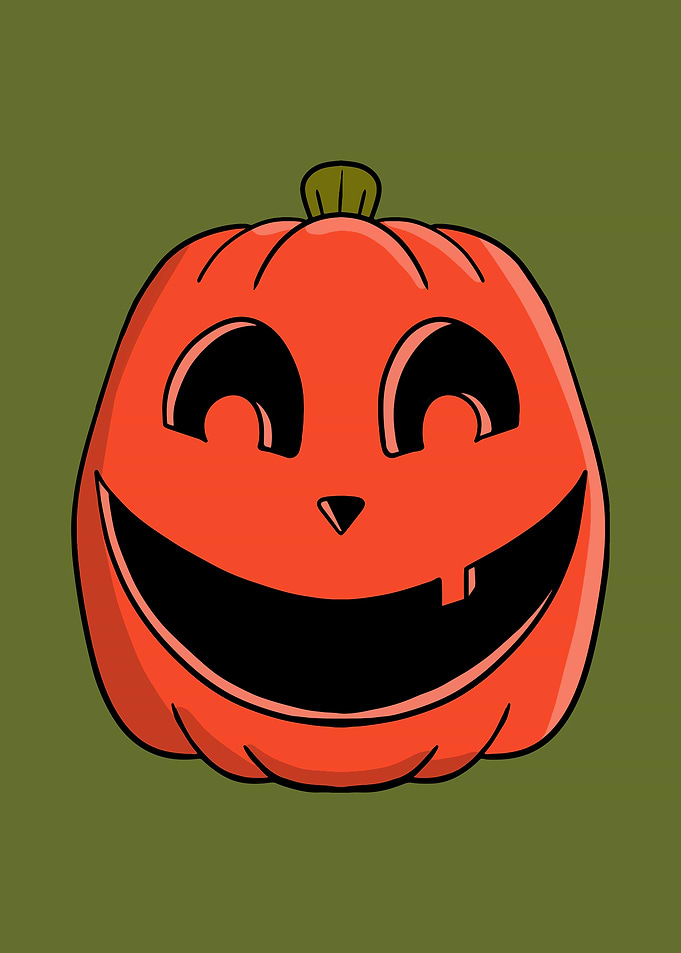 Cartoon Pumpkin with Smiling Face