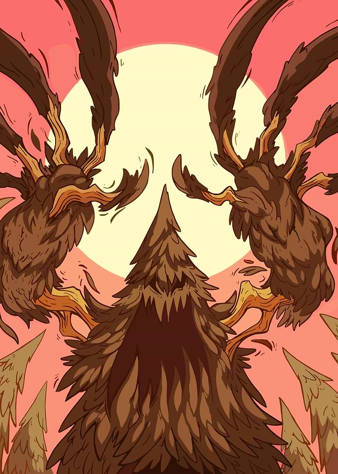 Stylized Forest with Antler-like Trees