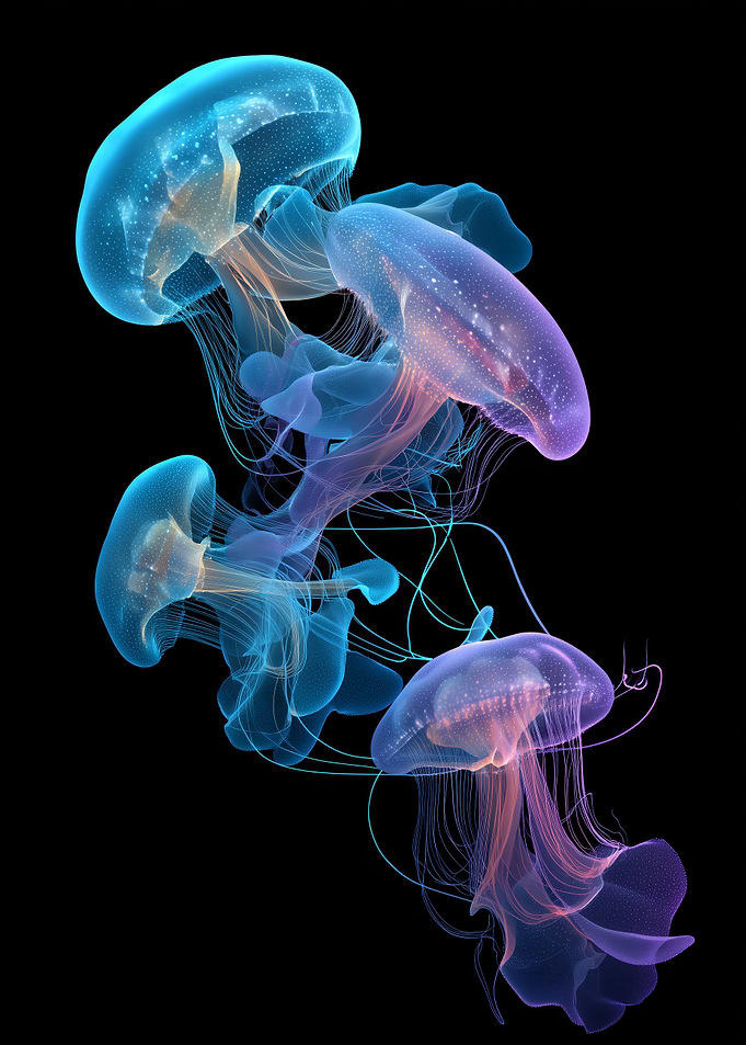 Translucent Jellyfish on Black Background