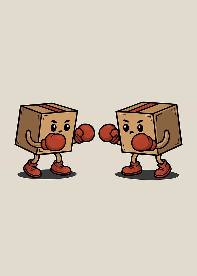 Cartoon Boxes Boxing Match