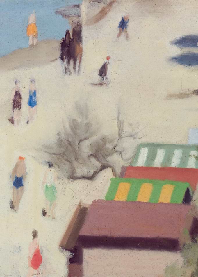 Beach Scene with Figures and Buildings