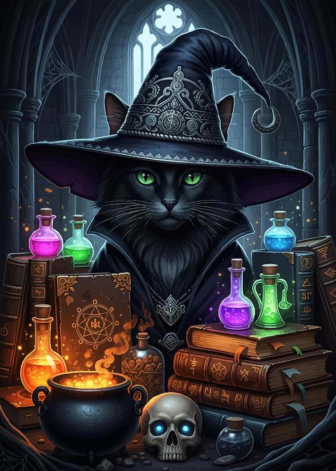 Cat Wizard Potions Books