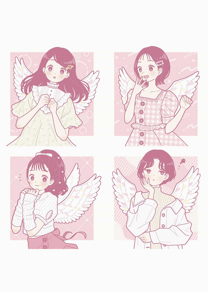 Anime Girls with Angel Wings Collage