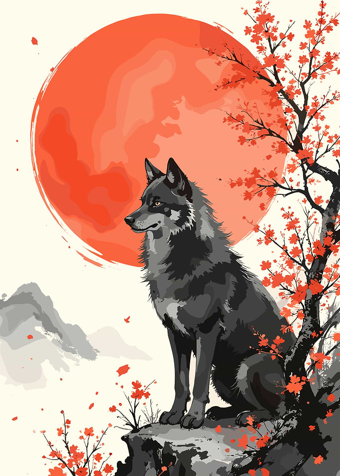Wolf under the Red Moon
