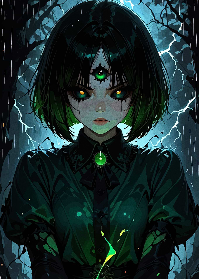 Mystical Girl with Third Eye