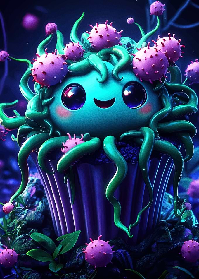Cute Monster Cupcake with Tentacles
