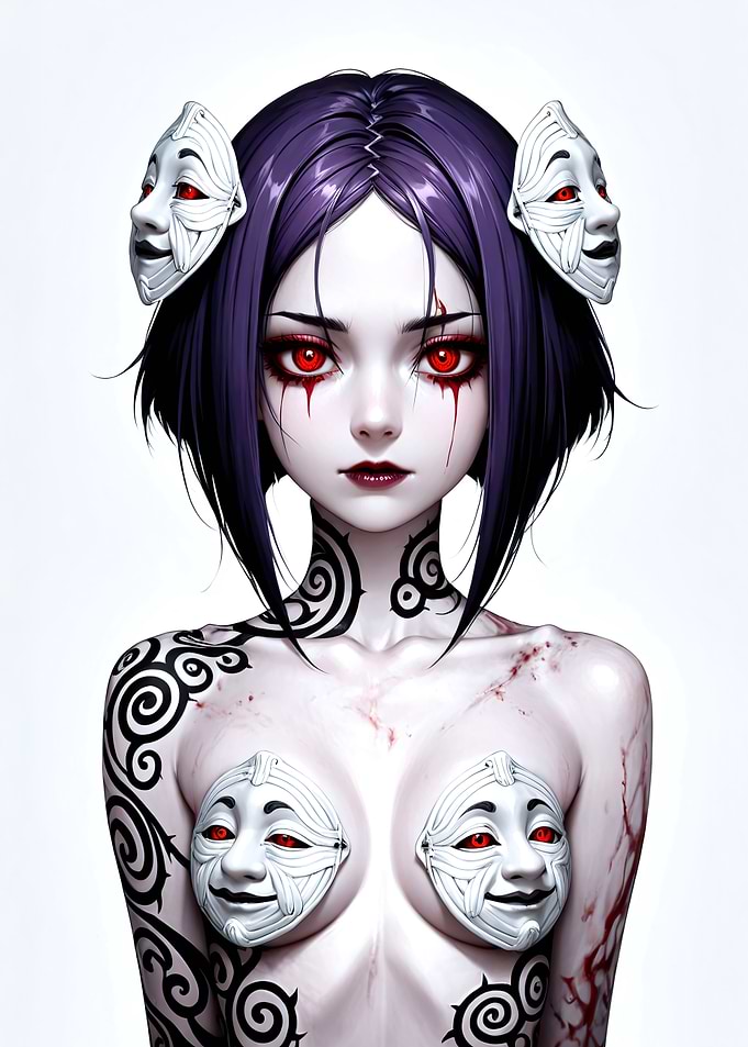 Masked Woman with Red Eyes