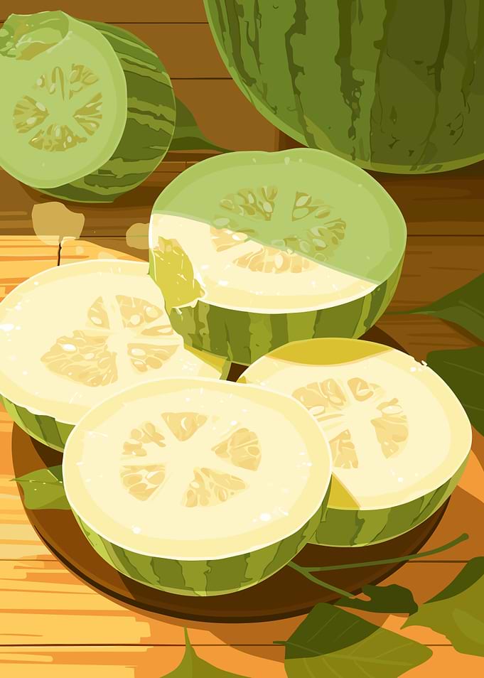 Sliced White Watermelon Still Life
