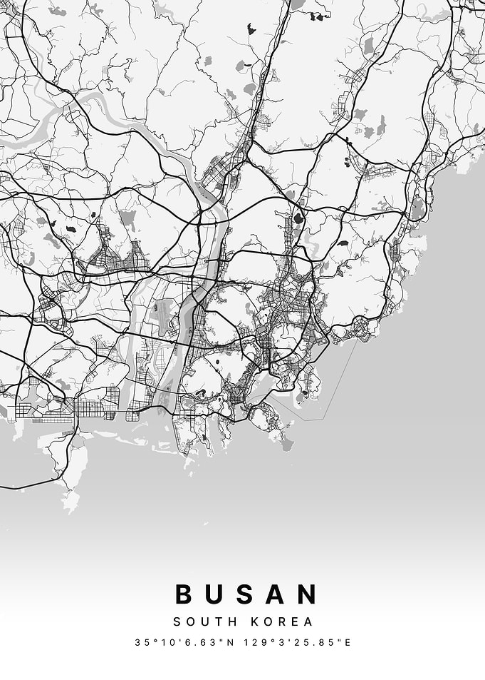Busan, South Korea Map Art