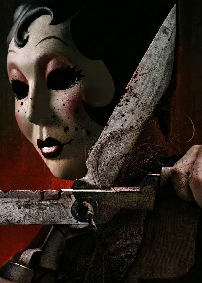 Creepy Mask with Bloody Knife