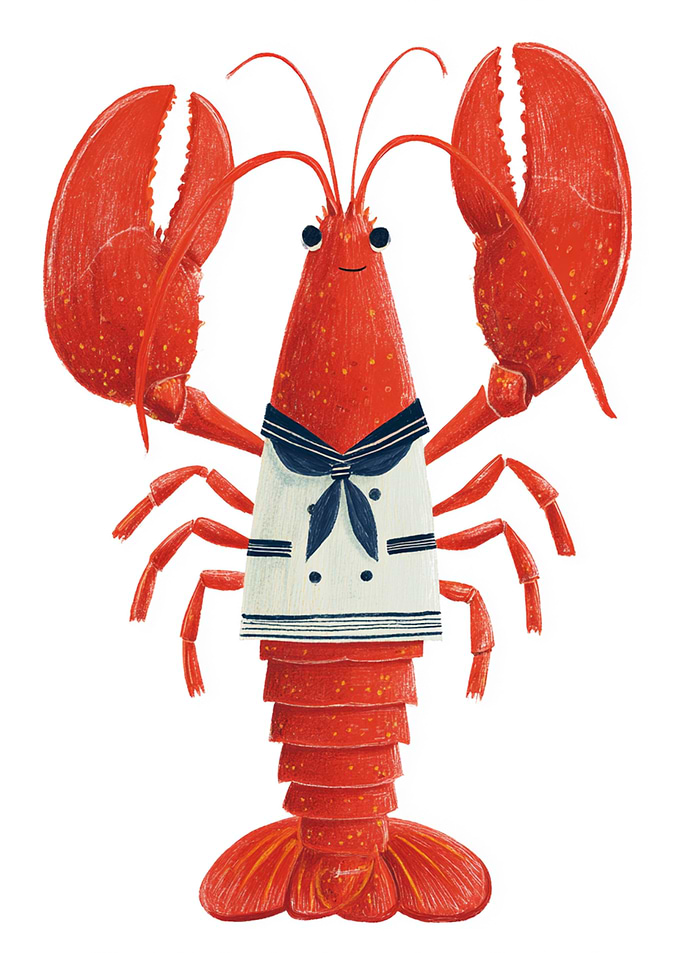 Cartoon Lobster in Sailor Outfit