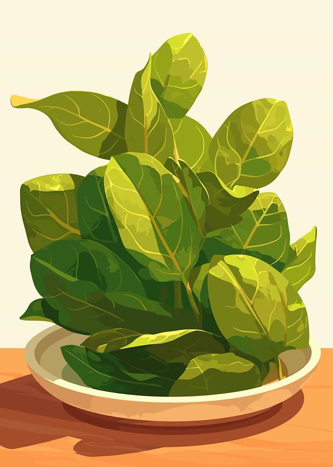 Fresh Spinach in a Bowl Illustration