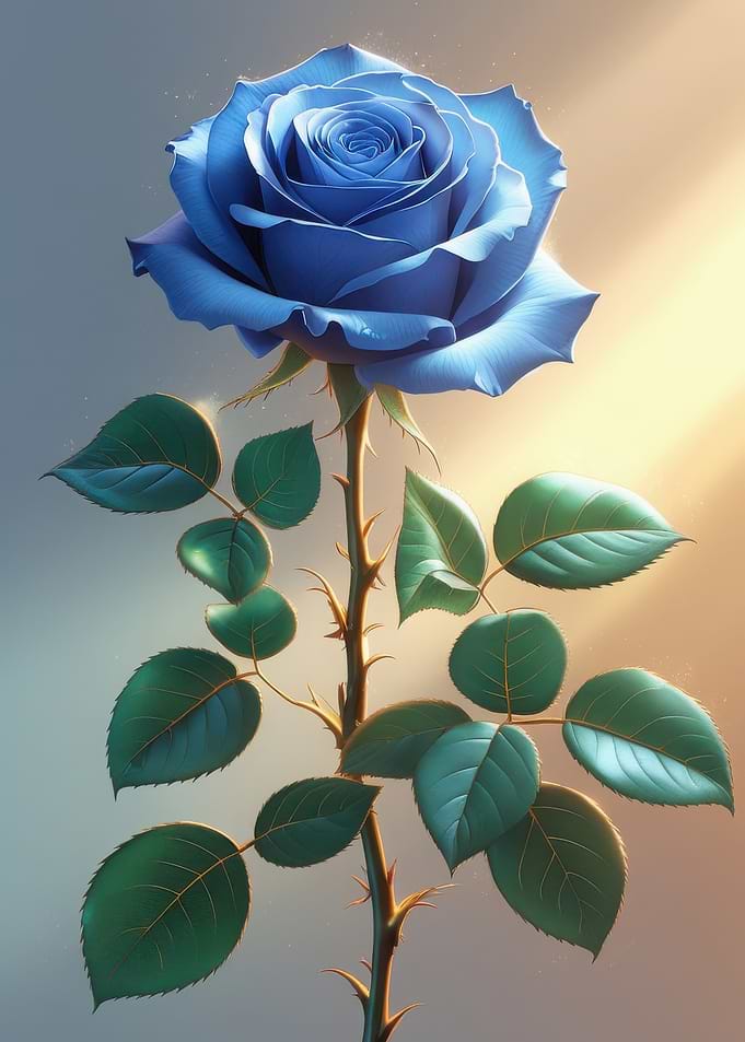 Elegant Blue Rose Blossom