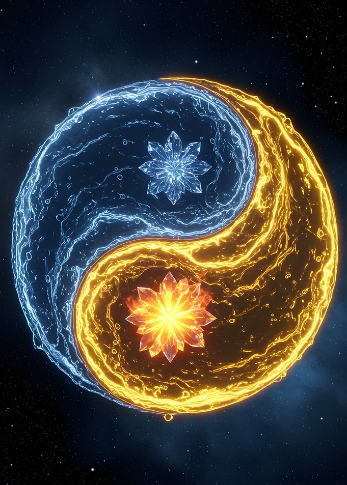 Yin Yang Symbol with Crystals