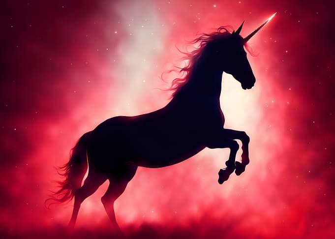 Epic Halloween Unicorn in Red Light Darkfantasy