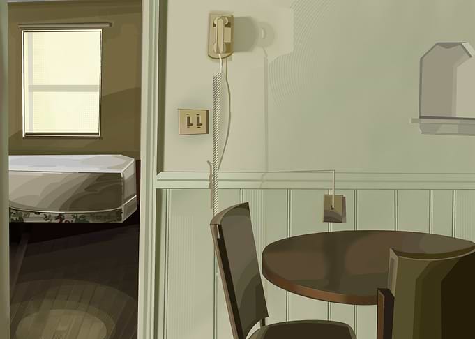 Vintage Interior with Table and Phone