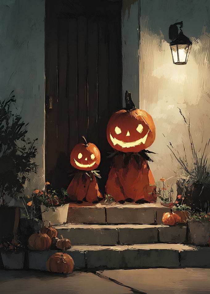 Halloween Pumpkins on Steps
