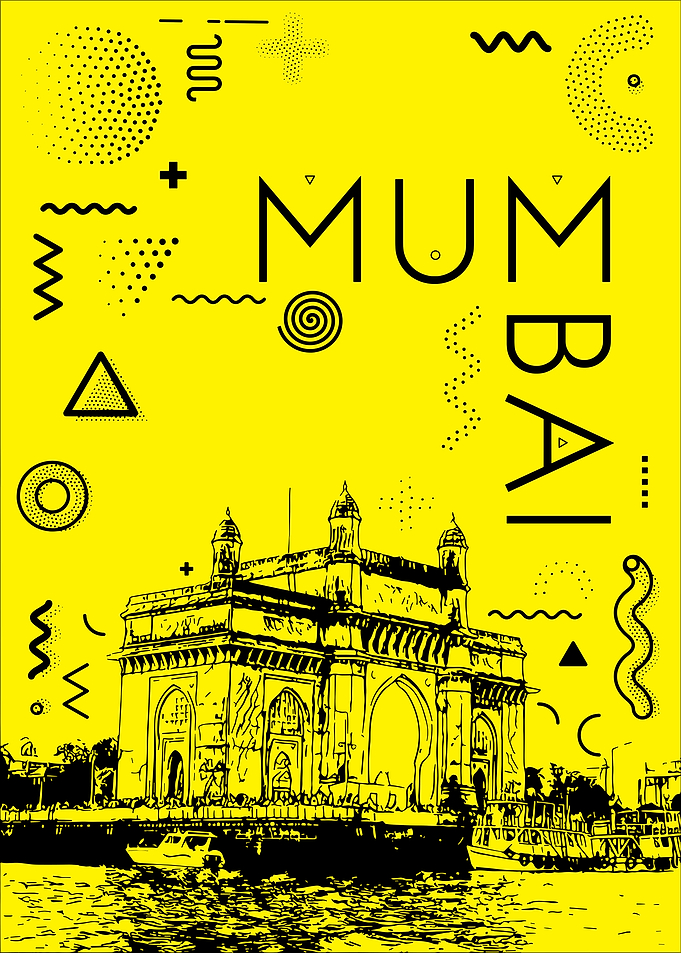 Mumbai Cityscape Yellow Black Art