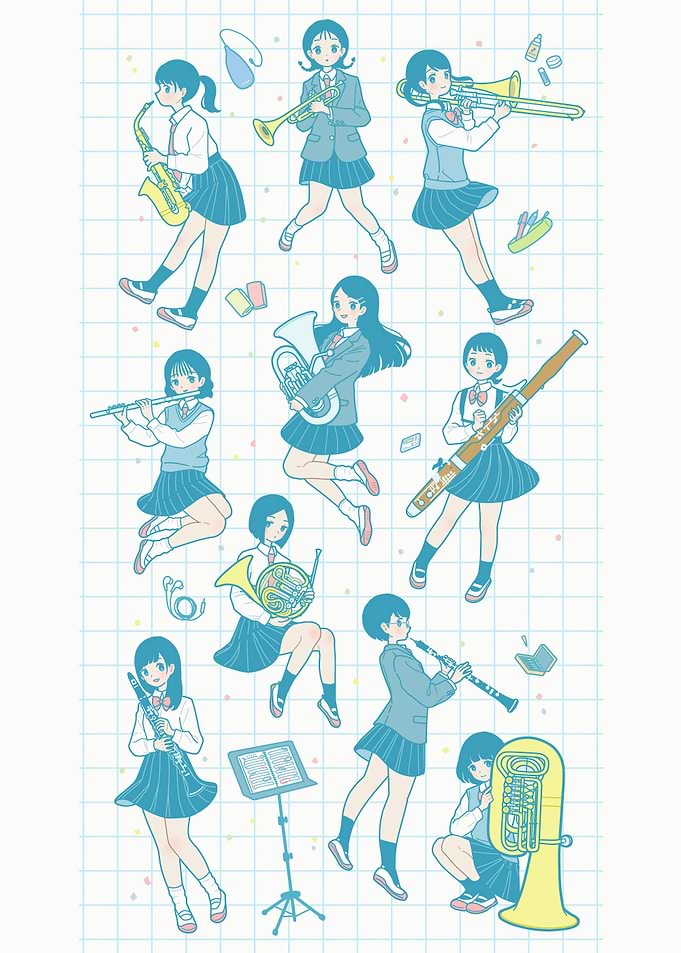 Anime Girls Playing Musical Instruments