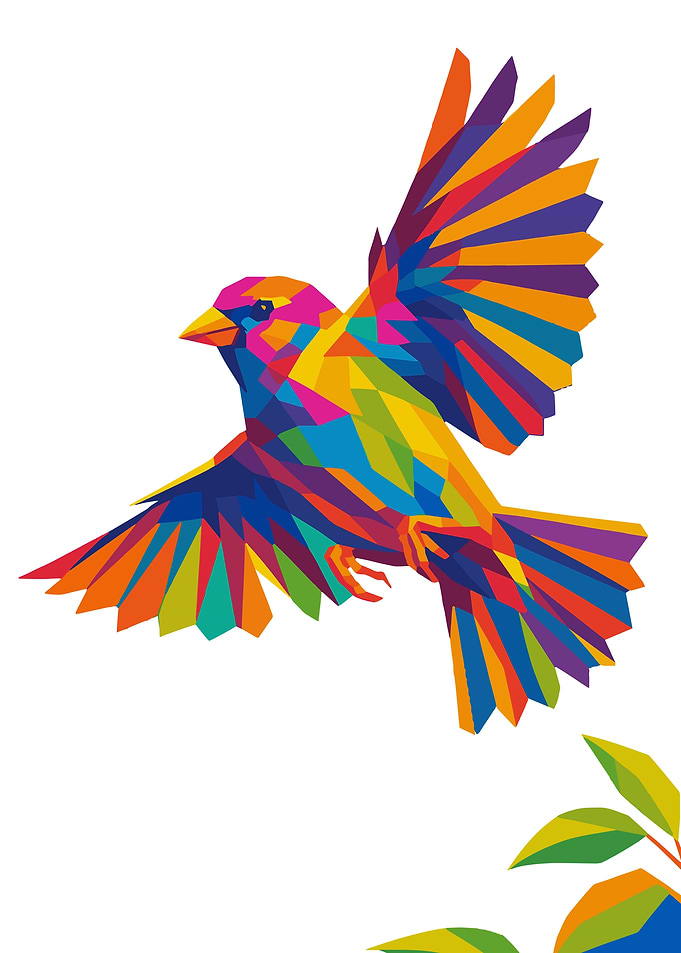 Colorful Geometric Bird in Flight