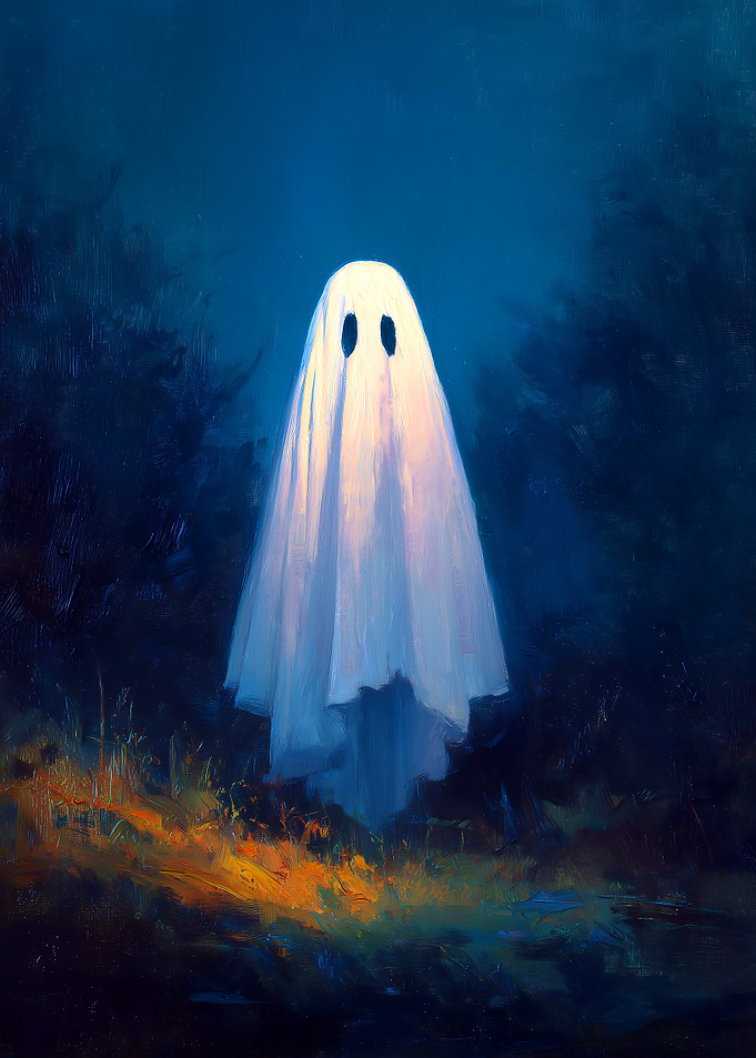 Ethereal Ghost in the Dark Woods