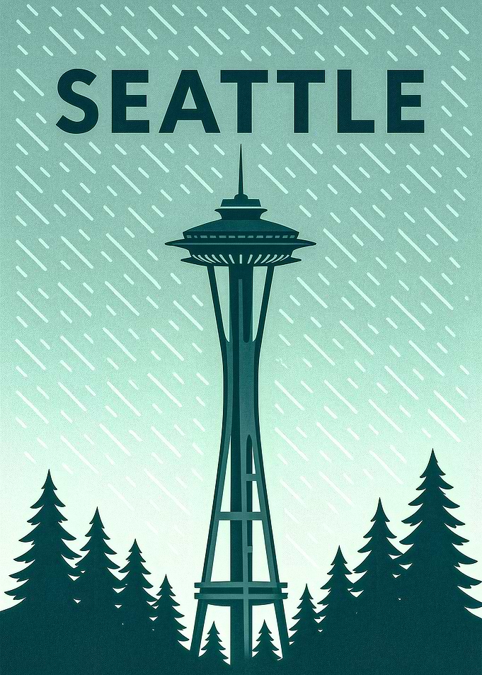 Seattle Space Needle Travel Poster