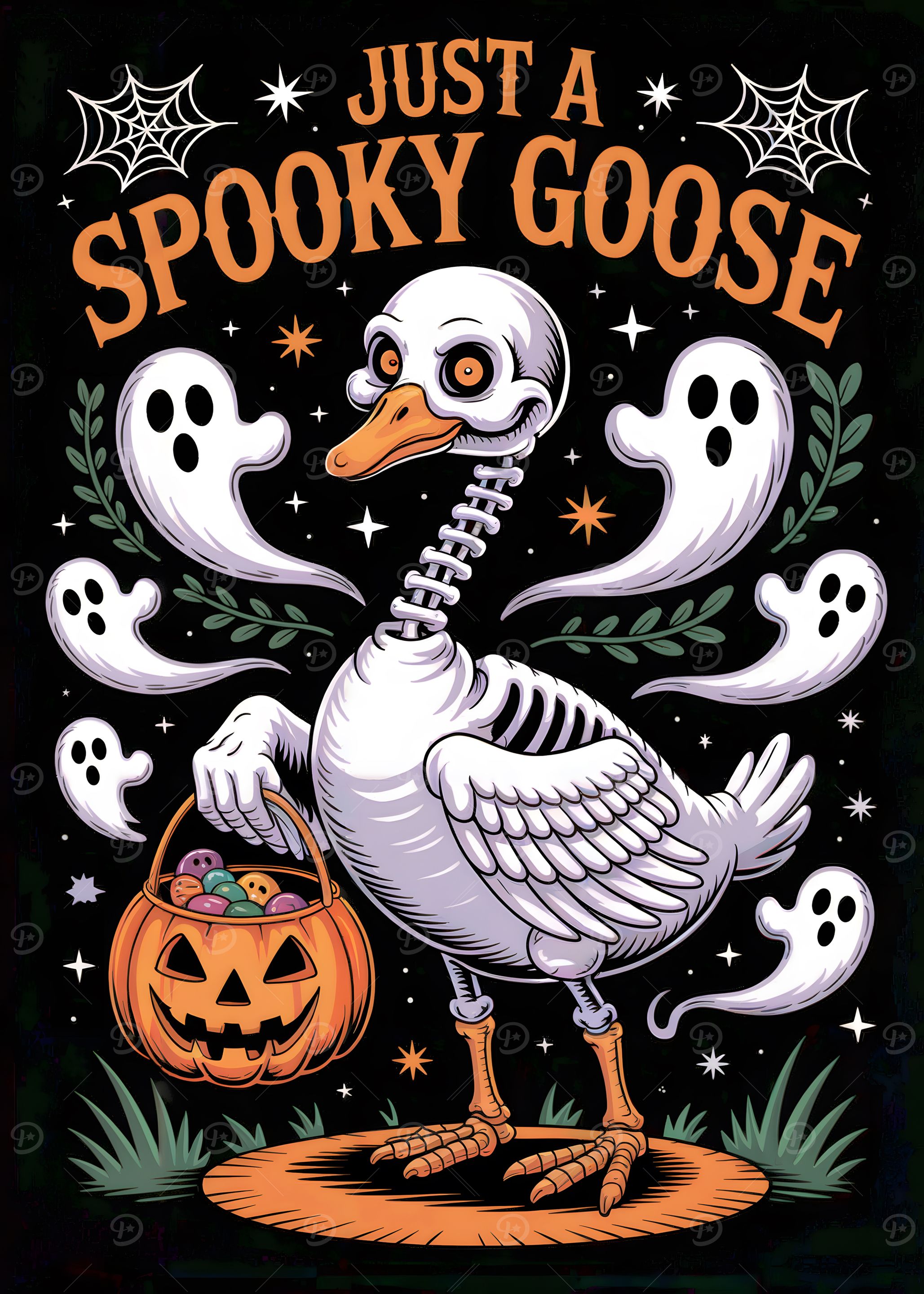 Spooky Goose Halloween Illustration