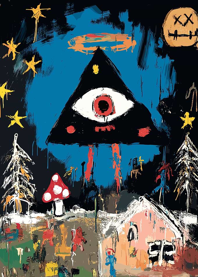 Abstract Landscape with Eye and Moon