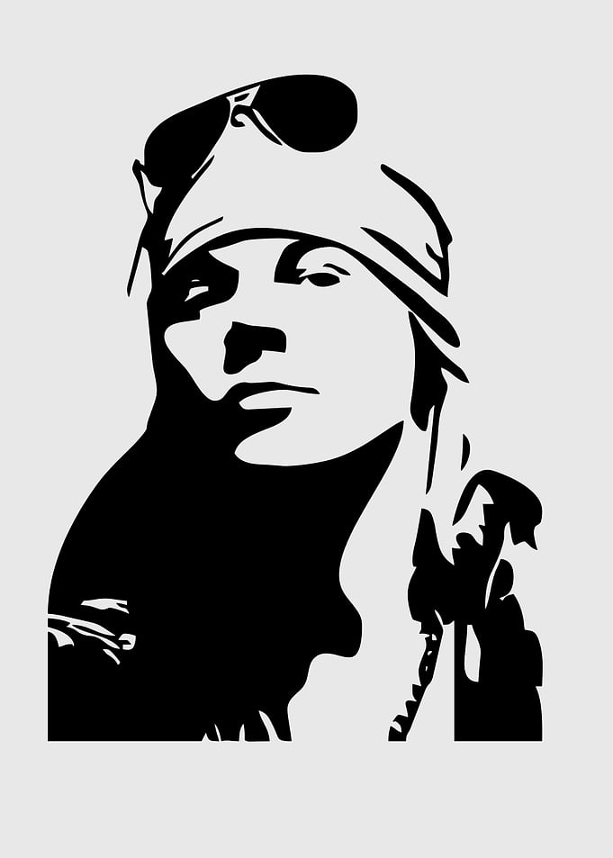 Axl Rose Black and White Portrait