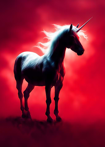Halloween Unicorn in Red Haze Fantasy