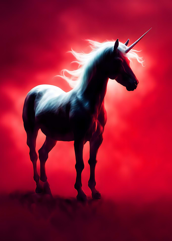 Halloween Unicorn in Red Haze Fantasy
