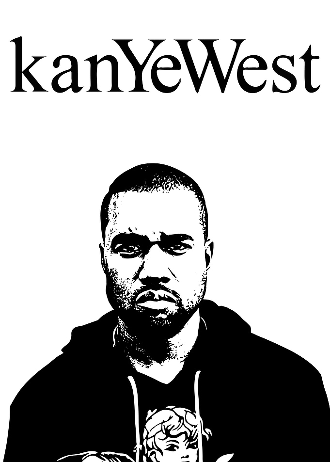 Kanye West Black and White Portrait