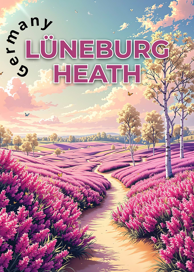 Lüneburg Heath, Germany Scenic Travel Poster