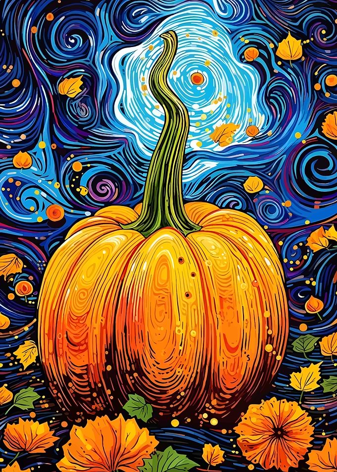 Pumpkin in a Starry Night Style